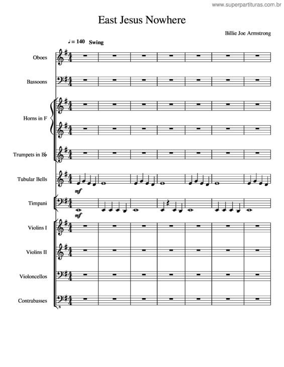 Partitura da música East Jesus Nowhere [Orchestral]